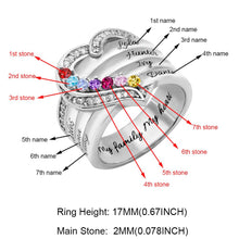 Charger l&#39;image dans la galerie, Bague familiale personnalisée avec cœurs et pierres de naissance 
